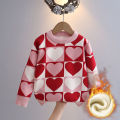 Girls' Sweater Thickened Autumn/Winter New Fashionable Western Style Children's Knitted Sweater Girls' Top Sweet and Cute.