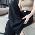 Thin Denim Trousers Letter Elastic Waist Pockets Casual Straight Wide Leg Long Pants Woman Clothing Summer High Street Blue New. 