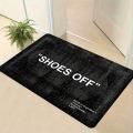 VIKAMA Minimalist Carpet “SHOES OFF” Black Stain-Resistant Rug Doormat Welcome Mat Rug For Bedroom Carpet For Live Room Home Dec.