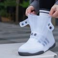 1set Two Tone Shoe Covers Waterproof Overshoes Washable Anti Skid Shoe Covers With Button White Durable Shoe Covers.