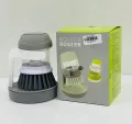 Dish Brush with Soap Dispenser, Soap Dispensing Palm Brush, Dishwashing Kitchen Scrub Brushes Scrubber with Holder for Dish Sink Pot Pan Washing and Cleaning,Set of 2. 