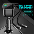 Elough Retractable Car Charger 5 in 1 Fast Charging Car Charger Retractable Cable 2 type c Ports Car Charger Adapter Compatible. 