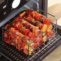 Stainless Steel Air Fryer Grill with Barbecue Stick Kitchen Air Fryer Rack 3 Layer Oven Cooking Vertical Grill with Skewers. 