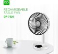 DP 7626 (RECHARGEABLE TABLE FAN) 4000mAh, With LED Night Light USB Fan. 
