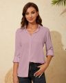 Formal Fashion Shirt Office Clothes Top Long Sleeves Collar Shirts For Women Button Plain. 