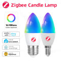 Zigbee 3.0 E14 E12 E27 B22 Smart Candle Lamps 110V 220V RGBCW Works With Echo Plus Home Assistant APP Voice Control Zigbee2MQTT. 