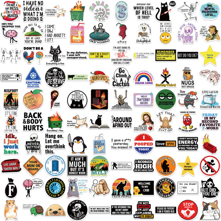 100Pcs%20Cartoon%20Snarky%20MEME%20Stickers%20Decals%20For%20Phone%20Scrapbook%20Skateboard%20Suitcase%20Refrigerator%20Graffiti%20Aesthetic%20Stickers%20-%20Image%205
