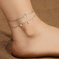 Cute 925 Silver Anklet Bear Bow Evil Eye Starfish Love Heart Design Beach Footwear Accessories.