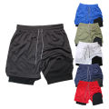 Men's Double Layer Fitness Shorts Men Fitness Gym Training 2 in 1 Sports Shorts Quick Dry Workout Jogging Double Deck Summer. 