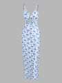 Spring/Summer 2024 European and American Fashion Explosion Printing Knit Simple Sleeveless Suspender Dress with Leaking Back and. 