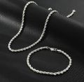 "2Pcs Twister Chain & Bracelet Set for Men/Boys – Silver | Stylish & Durable". 