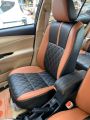 Toyota Yaris Seatcovers Full Design Black and Rust With Rust Stitching. 