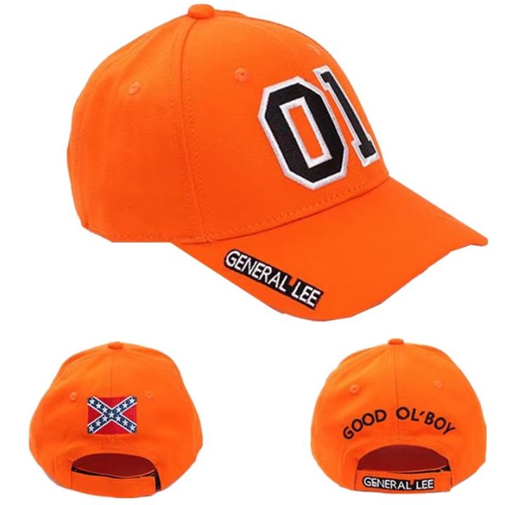 General Lee 01 Cosplay Hat Embroidery Unisex Cotton Orange Good OL' Boy Dukes Adjustable Baseball Cap Accessories Sunhat 