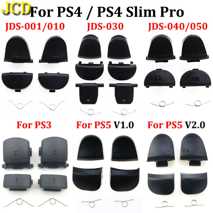 JCD 1 Set Black Replace R1 L1 R2 L2 Triggers Buttons For PS3 PS4 Pro Slim PS5 Controller Game Key w/ Spring