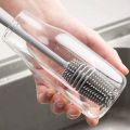 Silicone Milk Bottle Brush Cup Scrubber Glass Cleaner Kitchen Cleaning Tool Long Handle Drink Bottle Glass Cup Cleaning Brush. 