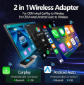 2-in-1 Wireless Carplay & Android Auto Adapter,Plug & Play Car Play Adapter with 1-Click Switch for iPhone & Android. 