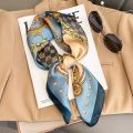 Neckerchief Female Luxury Square Scarf for Women Silk Feeling Shawl Satin Hijab Fashion Wraps Hair Bands Ribbon Headband Bandann.