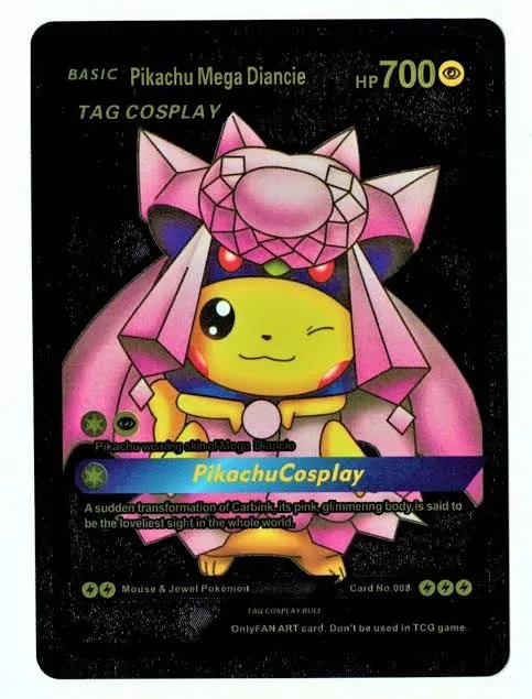 Pokemon Pikachu Mega Diancie 700 HP Black Foil Fan Art Card 008