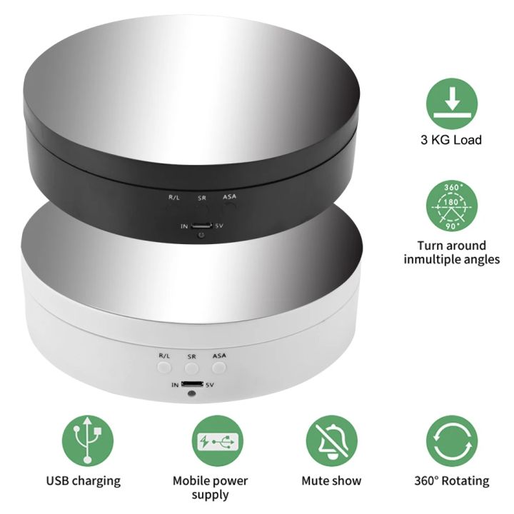 Jewelry Holder Electric Rotating Display Battery Operated 3 Speeds Stand Mirror 360 Degree Turntable