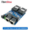 Gigabit Ethernet fiber switch 2 RJ45 UTP 2 SC fiber Optical Media Converter 2SC 2RJ45 Ethernet 10/100/1000M PCB. 