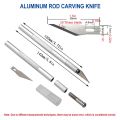 Silver Metal Carving Knife DIY Sculpture Model Making Aluminum Rod Art Knife Wood Carving Blade Hand Tool Set. 