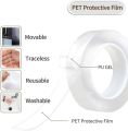 Double Sided Adhesive Nano Tape Transparent Strong Washable Adhesive Traceless Gel Tape Removable and Reusable Sticky Anti Slip Tape for Home Wall Room Office Decor Double Sided Nano Tape Washable Removable Transparent Waterproof. 