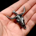 Black Fashion Vintage Animal Skull Necklace Stainless Steel Cow Head Pendant For Men Unique Amulet Jewelry Gift Dropshipping. 