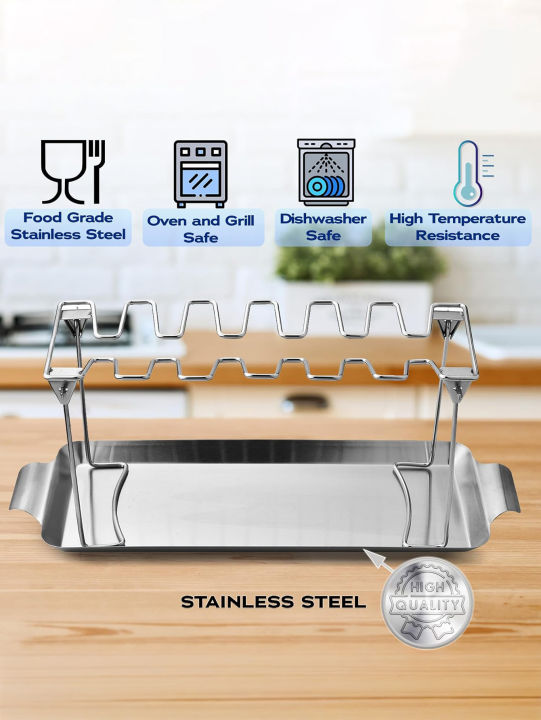 Chicken%20Leg%20Rack%20for%20Grill%20with%20Drip%20Tray-%2014%20Slots%20Chicken%20Wing%20Rack-%20Premium%20Stainless%20Steel%20Chicken%20Drumstick%20Rack%20for%20Smoker%20-%20Image%204