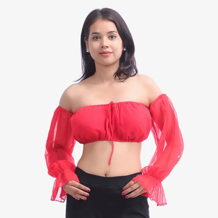 Red%20Off%20Shoulder%20Full%20Sleeve%20Tube%20Top%20For%20Women%20-%20Image%203