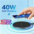 40W Fast Wireless Charging Stand, Universal Qi Charger Dock for iPhone 17-11 Series,  S24/S23/S22/S21, ,. 