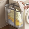 Nylon Mesh Laundry Basket with Handle Breathable Folding Portable Dirty Clothes Organizer Bags Large Capacity Toys Storage Bag.