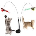 Interactive Cat Teaser Wand Set with Realistic Birds- Handfree Long Pole&Double Rod, Bell And Strong Suction Cup for Active Play. 