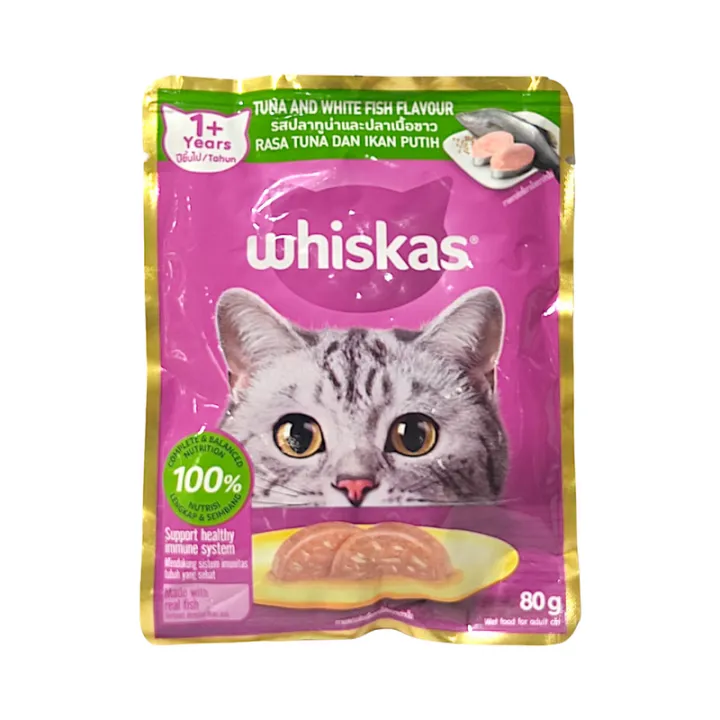 Whiskas Wet Food For Adult Cats ( Tuna and White Fish Flavour ) 80g
