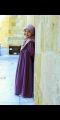 Baby Girl Abaya with Hijab 2 Piece Set Georgette Long Sleeve O-Neck Casual Outfit in Purple with Pink Scarf. 