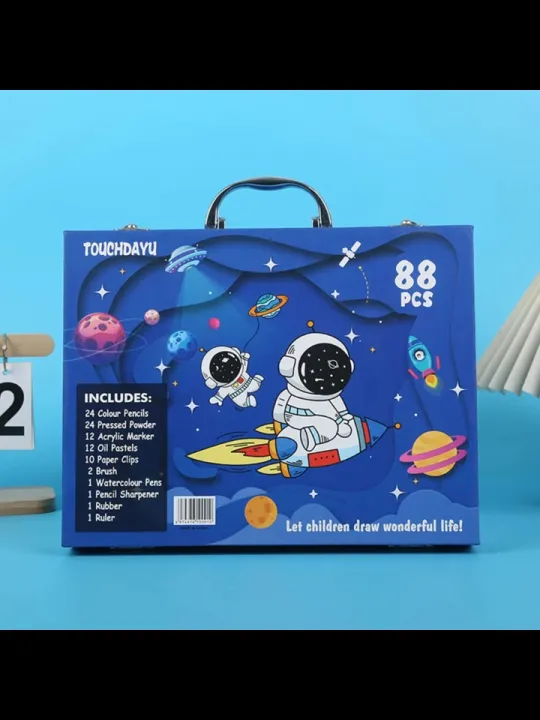 Unicorn Space Kids Art Set – Coloring, Drawing & Painting Crayons Acrylic Color Gift Set – 88 Pcs