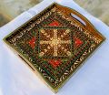 swati traditional art hand painted wooden serving tray.. 