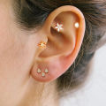 3PC Stainless Steel Tragus Cartilage Piercing Earrings Set for Women Gold Color Helix Tragus Ear Stud Earring Fashion Jewelry.