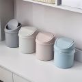 Mini Desktop Trash Can with Lid Household Living Room Plastic Small Trash Can. 