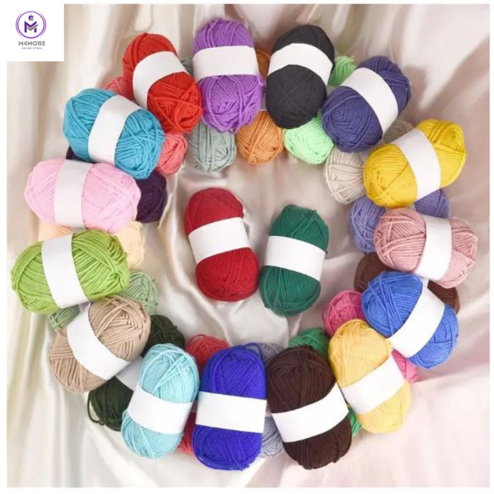 M4more (3Ply-25g) Double knit Thick Acrylic knitting yarn ball- Crochet Knitting yarn ball - Woolen Crochet Thread ball.