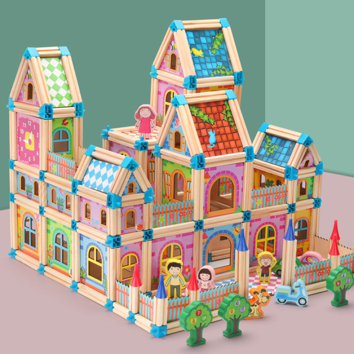 Migargle Wooden Building Blocks Set for Kids Children Men Preschool ...