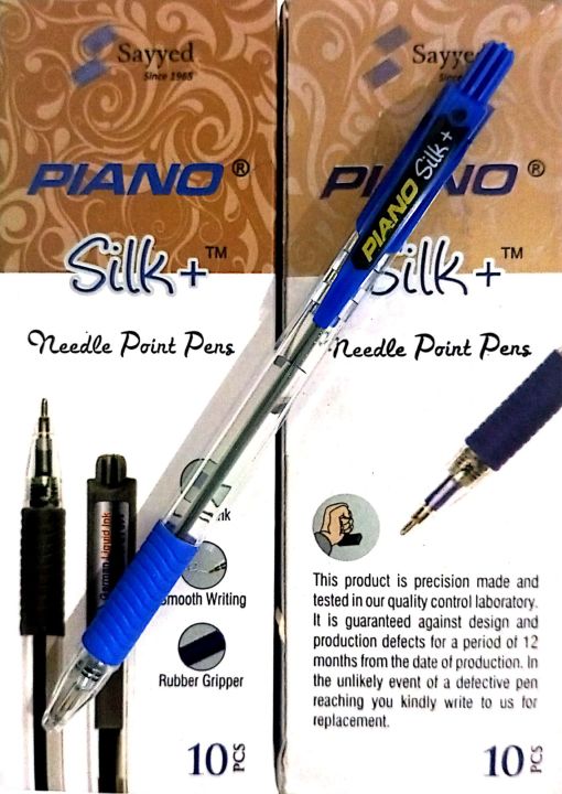 Piano Silk Plus Ball Point Pen, Needle Point Ball Pen,  Pack of 10 Ball Point Pens