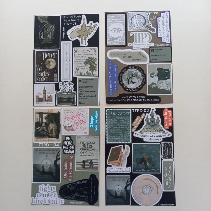 Taylor%20Swift%20Tortured%20Poets%20Department%20Pack%20of%204%20Uncut%20Sticker%20sheets%20A6%20size%20-%2015%20x%2010%20cm%20-%20Image%202