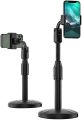 Mobile Stand with Adjustable Height | 360 Degree Rotation Mobile Holder for Table & Bed Compatible with All Smartphones -Black.