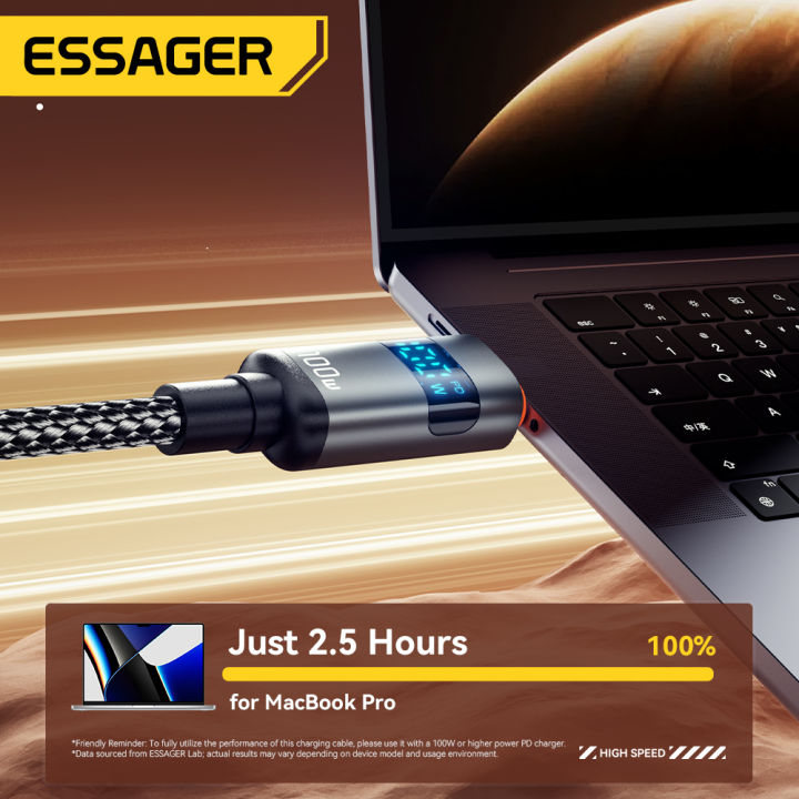 Essager%20100W%20Type%20C%20to%20Type%20C%20Cable%205A%20PD%20Fast%20Charging%20USB%20C%20to%20USB%20C%20Display%20Cable%20For%20Macbook%20Laptop%20iPad%20%2014%20iPhone%2015%20-%20Image%204