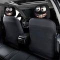 2pcs Smiley Face Printed Car Pillowcase Soft Comfortable Decorative Cushion Cover Auto Seat Headrest Washable Polyester Fabric. 