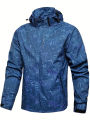 2025 Men's Casual Waterproof Windbreaker Jacket Full Zip Up Hooded Shell Outdoor Hiking Coat For Autumn Plus Size. 