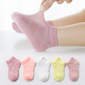 5 Pairs Girls Socks Cute Heart Pattern Mesh Breathable Soft Comfortable Baby Children Kids Ankle Socks. 