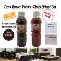 Furniture Polish Dark Brown With Gloss Shiner Set. 