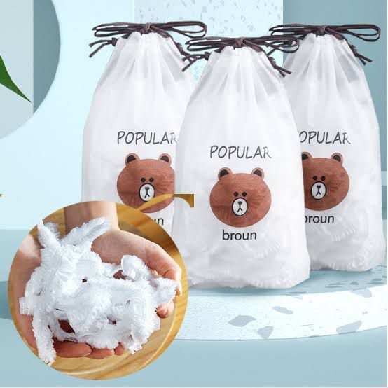 Pack of 100 Plastic Food Cover Bags Bear Real Packing