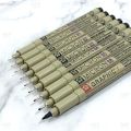 Sakura Pigma Micron graphic cutting Pen Waterproof Black ink needles size 003, 005, 01, 02, 03, 04, 05, 08, 10,12, brush, Graphic 1, 2, 3. 